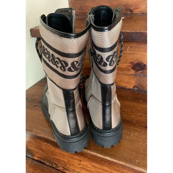 Sam & Libby Combat Boots Stella Dark Khaki Zip Up Embroidered Women's Size 8.5 - Picture 3 of 8